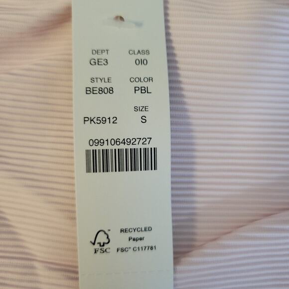 NWT J.Crew Ribbed High Rise Cheeky Bikini Bottom Powder Petal Pink Vacation - S - Picture 2 of 6